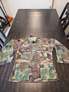 Vintage BDU USA Army Small Short Woodland Camo Shirt/Jacke - Bild 1 von 11