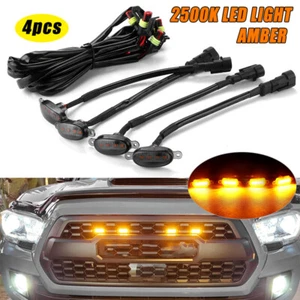 4x Amber LED Front Grill Running Lights Raptor Style For Ford F150 Toyota Tacoma - Picture 1 of 8