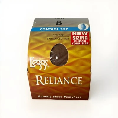 Vintage L'eggs Reliance Durably Sheer Control Top Pantyhose  Size B - Coffee NEW - Image 1 of 4