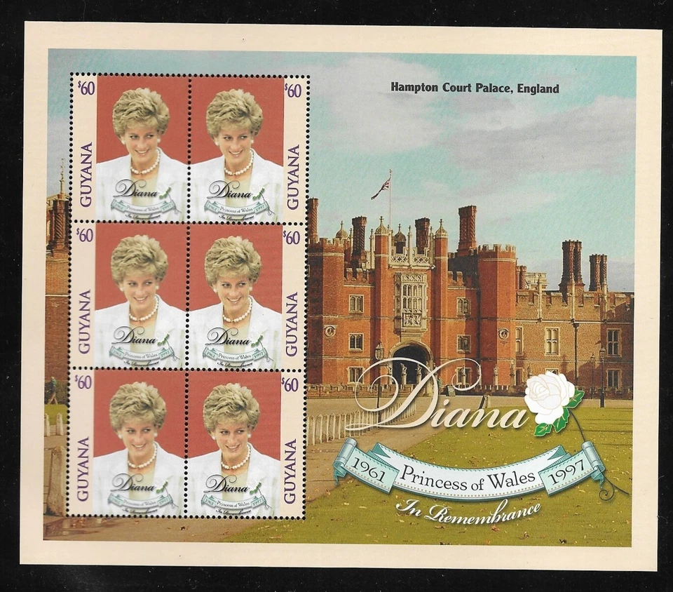 Princess Diana 1961 - 1997 In Remembrance Guyana Mint Souvenir Mini Sheet MNH - Image 1 of 1
