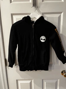 Timberland Boys Black Fleece Lined Zip Up Hoodie sz L 14-16 EUC - Picture 1 of 7