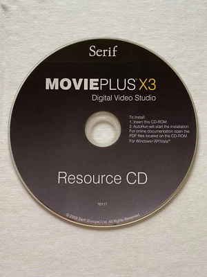 Serif MoviePlus X3 Digital Video Studio ( CD ONLY ) Resource CD 2009 10111 Windo - Image 1 of 3