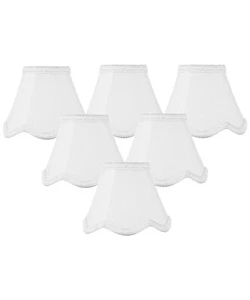 Set of 6 Down White Scallop Stretch Clip-on Candelabra Lampshade 2.5x5x4 - Picture 1 of 8