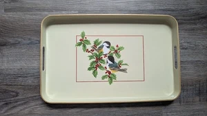 VTG Otagiri Lacquerware Japan Birds Holly Berry Serving Tray Christmas - Picture 1 of 5