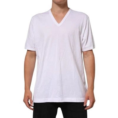 DOLCE & GABBANA T-shirt White Cotton V-Neck Short Sleeves IT60/US50/3XL 200usd - Image 1 of 4