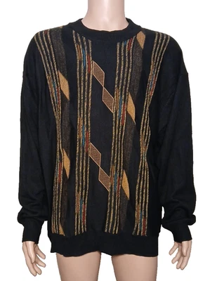 Suéter tejido 3D Miko vintage años 90 para hombre 3X mezcla geométrica de lana T16 Foto 1 de 4