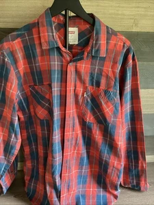 Camisa Levi’s PARA HOMBRES Abotonada Grande Roja y Azul Manga Larga Usada - Imagen 1 de 9