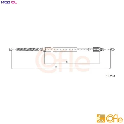 CABLE PULL PARKING BRAKE 11.6597 FOR RENAULT CLIO/II/Mk/MIO/SYMBOL/Hatchback - Image 1 of 4