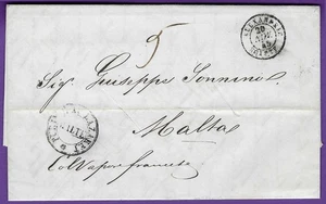 NOV 1845 Egypt FLS to MALTA,"PURIFIE AU LAZARET MALTE", Cholera Fumigation Slits - Picture 1 of 2