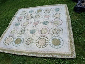 Colcha edredón floral círculo algodón campo francés casa de campo Shabby Chic Queen - Imagen 1 de 24
