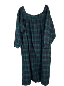 Vermont Country Store Flannel Nightgown Square Neck Portuguese Cotton Plaid 3XL - Picture 1 of 8