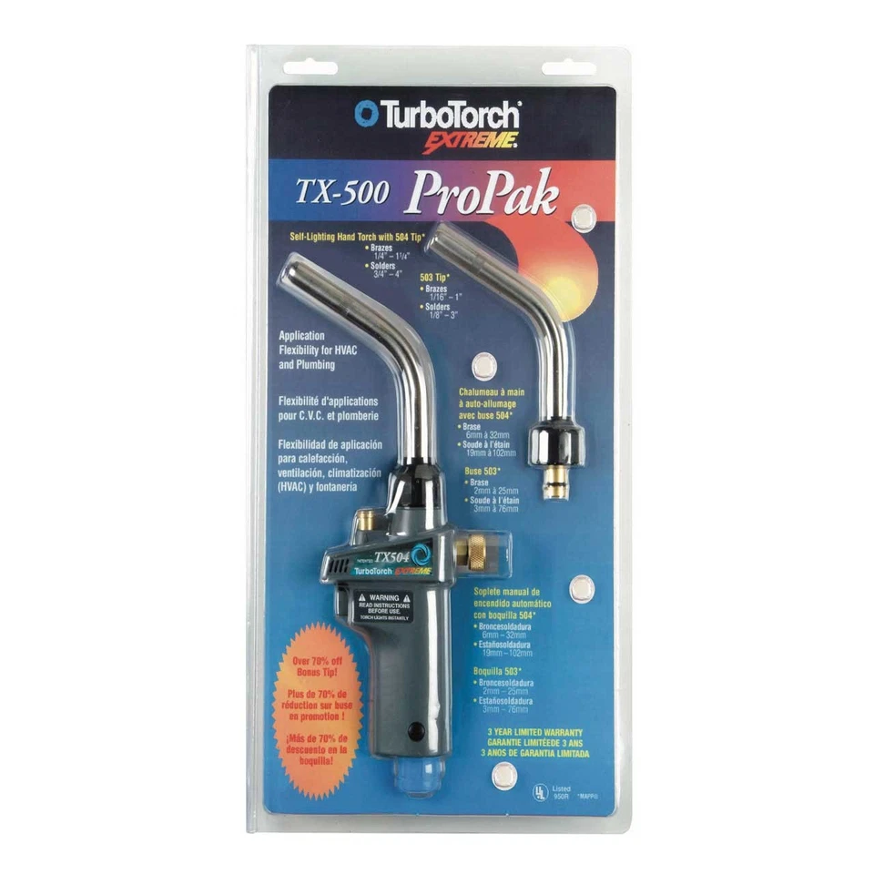 TurboTorch 0386-1299 TX500 Pro Pak Turbo Extreme Hand Torch with TX504 and T503 Foto 1 de 1