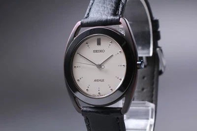 Vtg 1993 N MINT Seiko Avenue 7N01-6680 Horsebit Black Quartz Mens Watch JAPAN - Image 1 of 4