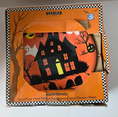 Sakura Haunted Hideaway Salad Dessert Plates Set Of 4 NIB - Image 1 of 4