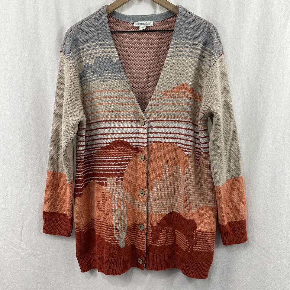 Cárdigan Suéter Coldwater Creek Mesa Mirage Burro Botón Mujer Talla L Western Foto 1 de 4