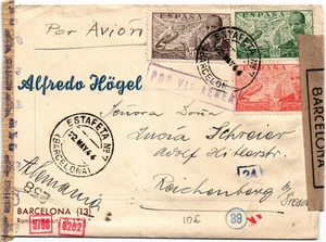 Spain 1944 censored cover from Barcelona to Reichenberg (Germany) (2361) - Picture 1 of 2
