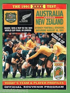 #EE.  AUSTRALIA V NEW ZEALAND   RUGBY UNION PROGRAM   10/8/1991, DAMAGED - Picture 1 of 1