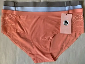 NWT YUMMIE 1 CORAL 1 GRAY 1 LIGHT BLUE BONDED HIPSTER PANTY SIZE LARGE  - Picture 1 of 1