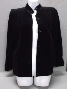 NEHRU COLLAR BLACK VELVET JACKET Size S Vintage 1960s Marquerite Rubel Designer - Picture 1 of 11
