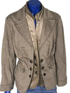 Verse Veste Style Vintage Blazer Gris Non Doublé Femme Boutonné Grande Taille 44 - Bild 1 von 8