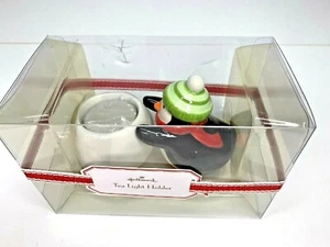 Hallmark Pinguin rollender Schneeball Teelicht Kerzenhalter Keramik 5,5" lang neu - Bild 1 von 6