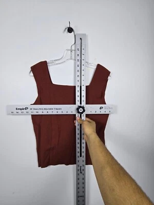 Kate Hill Tank Top Womens Large Brown Sleeveless Pleated Square Neck Pullover - Image 1 of 4