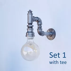 Set INDUSTRIELLE GUSSEISEN ROHRBESCHLÄGE zum Selbermachen WANDLAMPE Steampunk Vintage - Bild 1 von 21