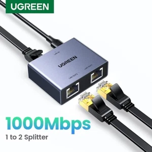 UGREEN 1000Mbps RJ45 Splitter 1 to 2 Ethernet Adapter Extender For PC Laptop TV - Picture 1 of 7
