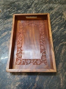 Handmade Wooden Tray For Serving & Storage Sheesham Wooden Trays For Decoration. - Picture 1 of 4