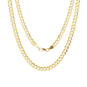 10K Yellow Gold 5mm Mens Solid Diamond Cut Pave Cuban Curb Chain Necklace 30" - Picture 1 of 12