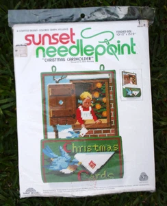Vintage Sunset Needlepoint Kit #6045 Christmas Cardholder ~ Complete Set - Picture 1 of 4