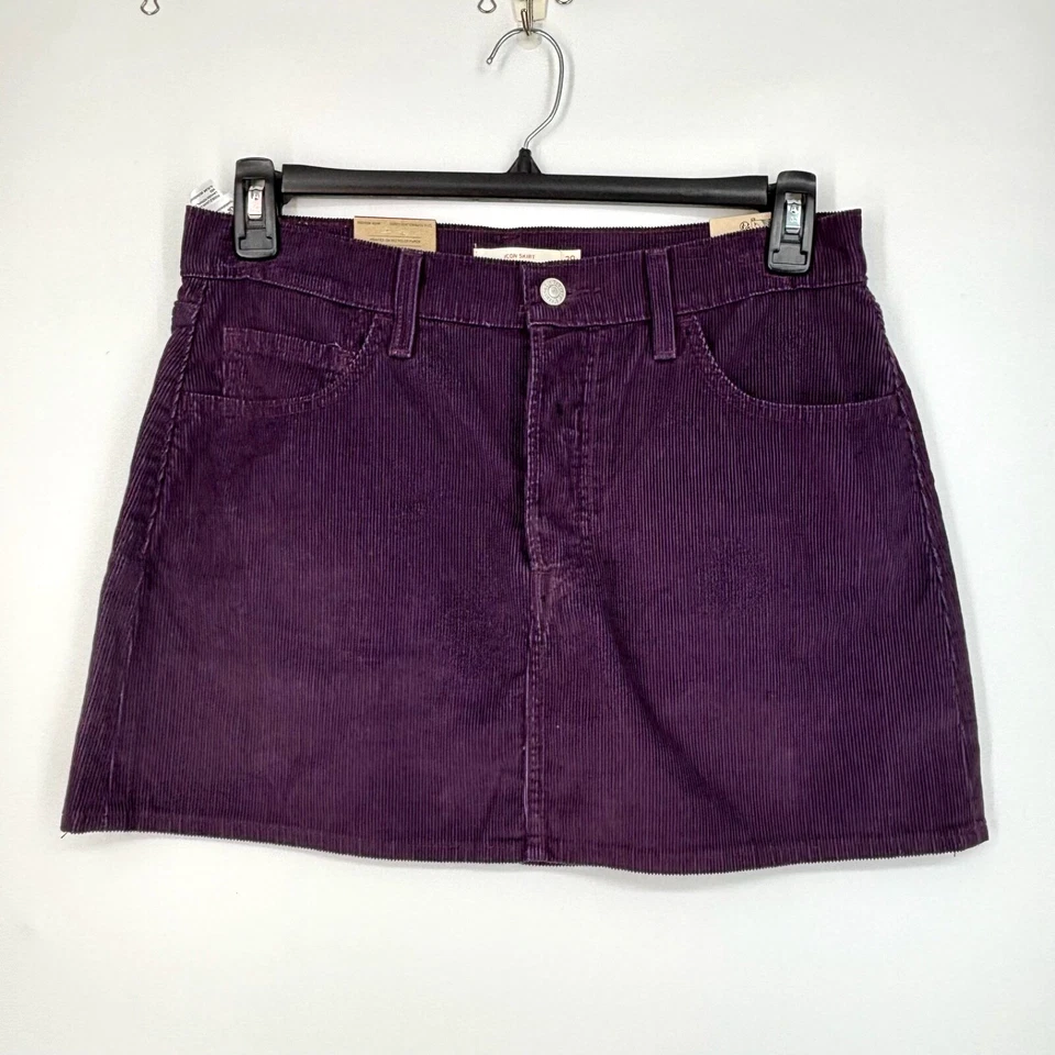 Levi's Size 29 Women’s Purple Corduroy Mini Icon Skirt Button-Fly Mid-Rise.