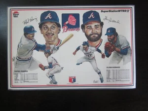 1984 Pizza Hut Atlanta Braves Place Mat Rafael Ramirez & Glenn Hubbard - Picture 1 of 2