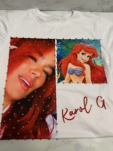 Karol G & Little Mermaid White Women T-Shirt XL New No Tags - Picture 1 of 9