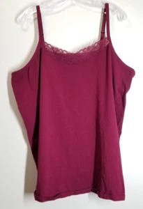 Catherien's Tank Top 2X Red Spaghetti Strap Lace Trim Pullover Casual Stretch - Picture 1 of 6