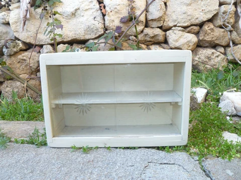 Antique  Vintage Wood&Engraved Glass  Medicine Cabinet Apothecary Wall Chest Cover