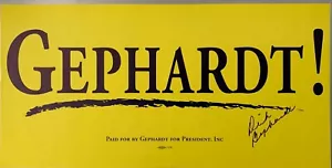 Ex CONGRESSMAN USA DICK GEPHARDT firmato autografo INSEGNA CAMPAGNA - Foto 1 di 2