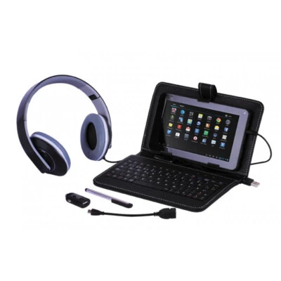  Tablet 5-in-1 Accessories Pack Headphones Stylus Keyboard Cover Cable - Image 1 of 4