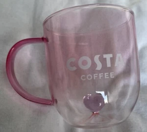 Costa Rose Rosa Kaffeebecher Teetasse mit Herz innen 400ml Auslaufmodell Fab Geschenk - Bild 1 von 7