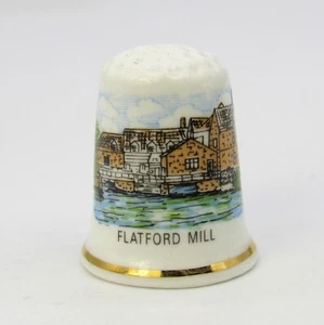 COLLECTABLE BONE CHINA THIMBLE 'FLATFORD MILL, NATIONAL TRUST' SUFFOLK - Picture 1 of 5