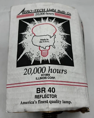 AERO-TECH BR40 LIGHT LAMP BULB BR 40 120W 120VOLT 20,000 HOURS MADE IN USA - Image 1 of 4