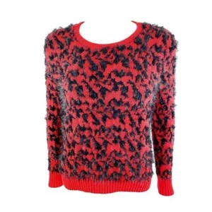 Suéter Two by Vince Camuto Para Mujer M Rojo Negro Pestañas Tejido Pullover Suave Acogedor - Imagen 1 de 12