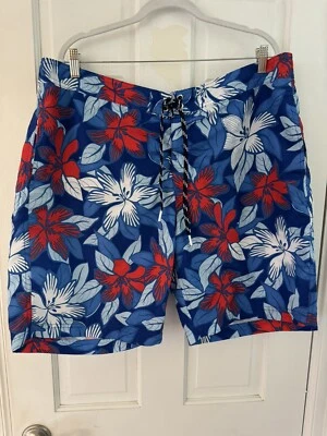 Lands End Hawaiian Swim Trunks Board Short Blue Men's Size XL Beach - Image 1 of 4