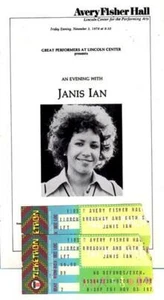 PLAYBILL - AVERY FISHER HALL - AN EVENING WITH JANIS IAN - 1978 + TICKET STUBS - Picture 1 of 2
