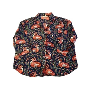 Print Fresh Anthropologie Women Queen Lotus Egret Boho Lounge Pajama Top Size XL - Picture 1 of 10