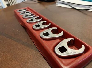 Snap On Tools USA Open End Flare Nut Crowfoot Line Wrench 3/8"Dr SAE 7Pc 207SFRH - Picture 1 of 12