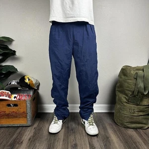 Pantaloni da pista larghi in nylon blu navy Nike vintage anni 90 medi - Foto 1 di 8
