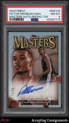 2023-24 Finest Masters Gold Refractor Victor Wembanyama RC ROOKIE AUTO /50 PSA 8 - Image 1 of 2