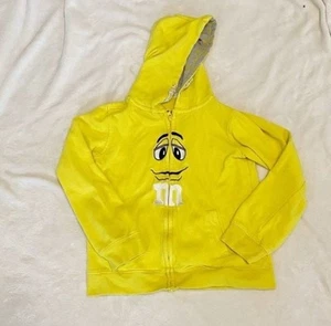 M&M's Youth Size Medium 7/8 Yellow Embroidered Hooded Knit Zip Up Jacket - Picture 1 of 6