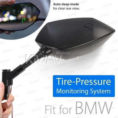 Espejos retrovisores negros BUCK con monitor de presión de neumáticos en tiempo real para BMW R nine T S1000R Foto 1 de 4